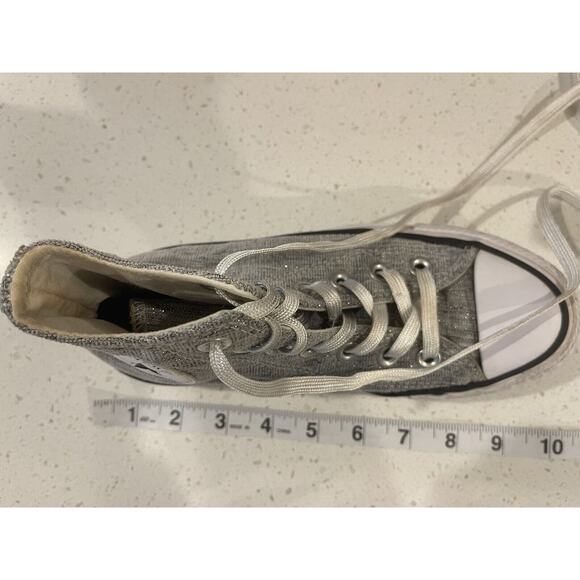 Converse All Star Gray Sparkle Hi Top Sneakers Size 5 - Picture 13 of 13